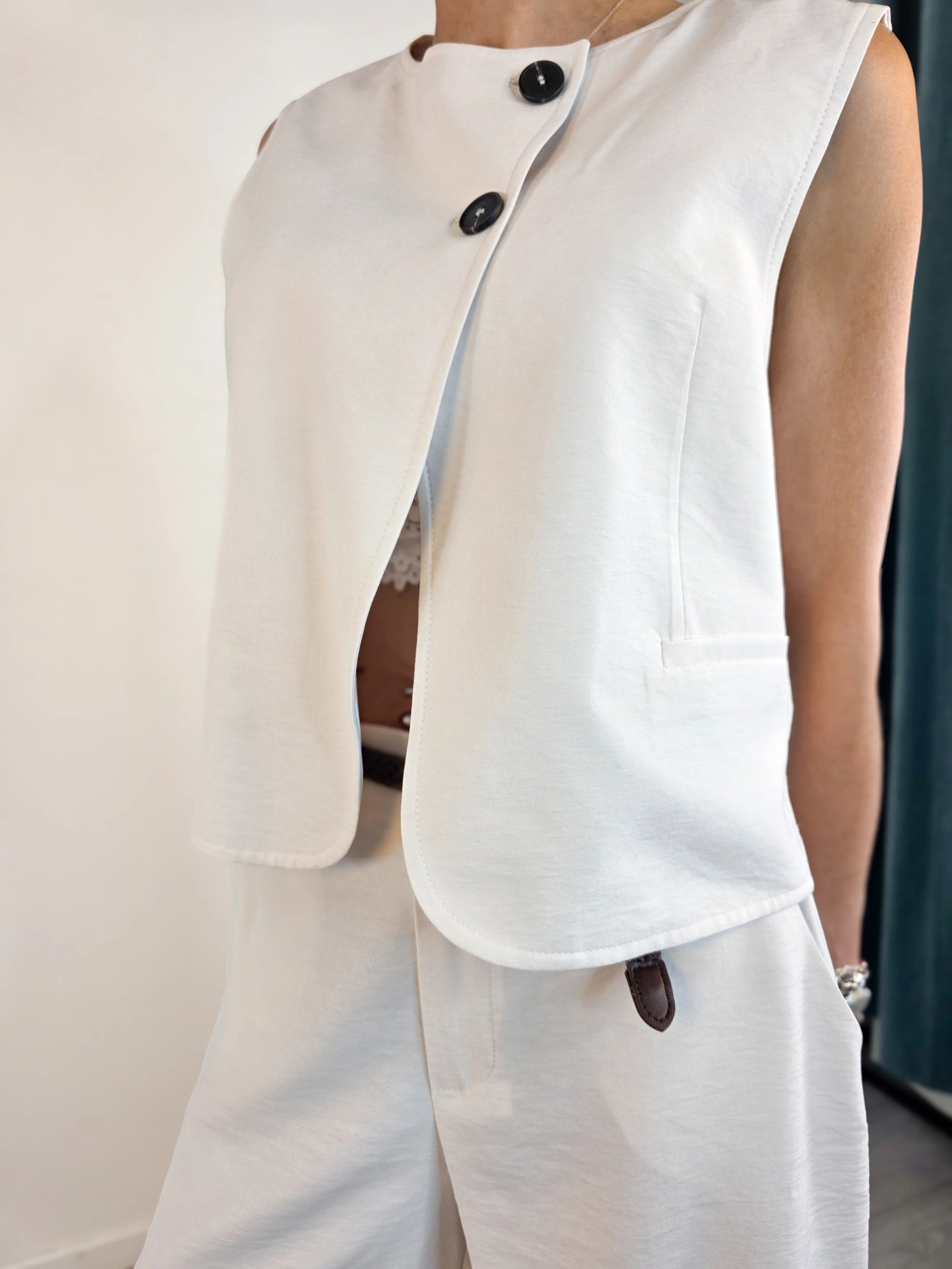 Haveone - Gilet con chiusura asimmetrica - Burro - Image 4