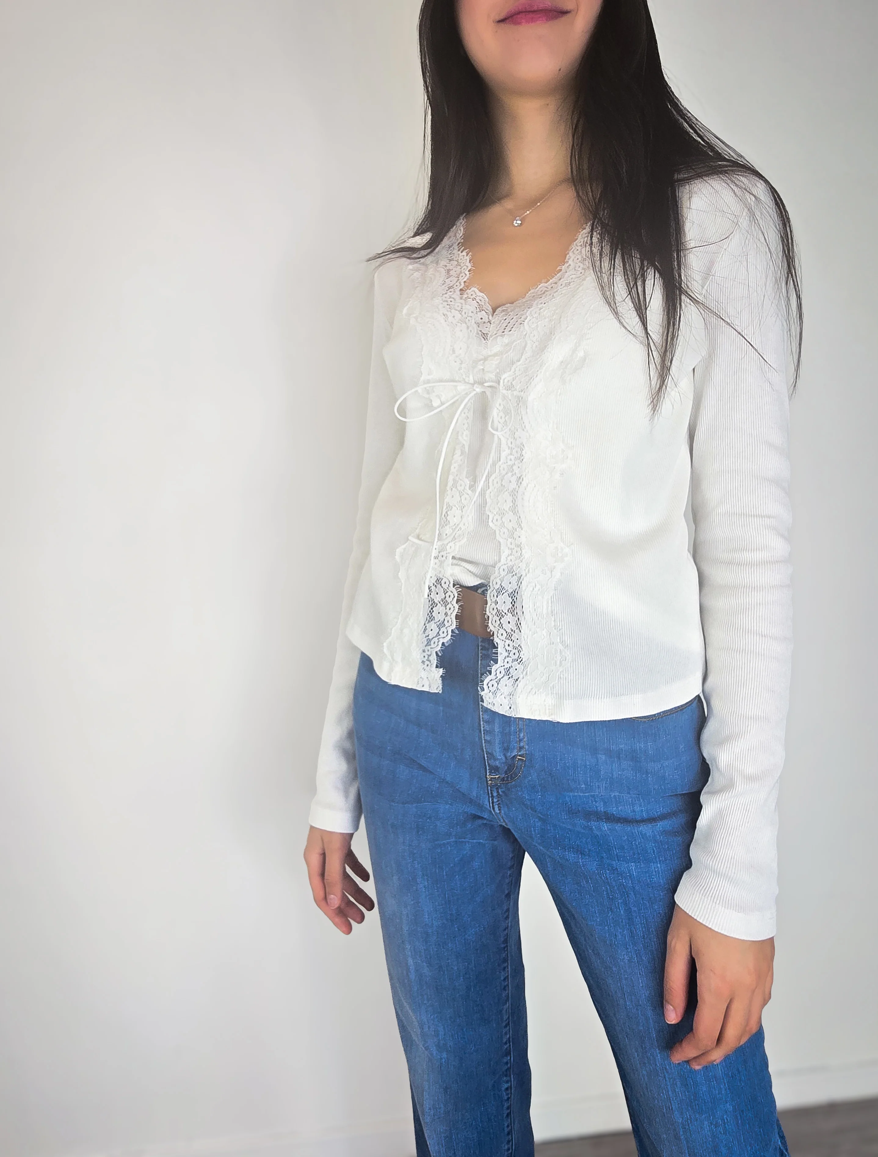 Haveone - Twinset con pizzo - Bianco - Image 3