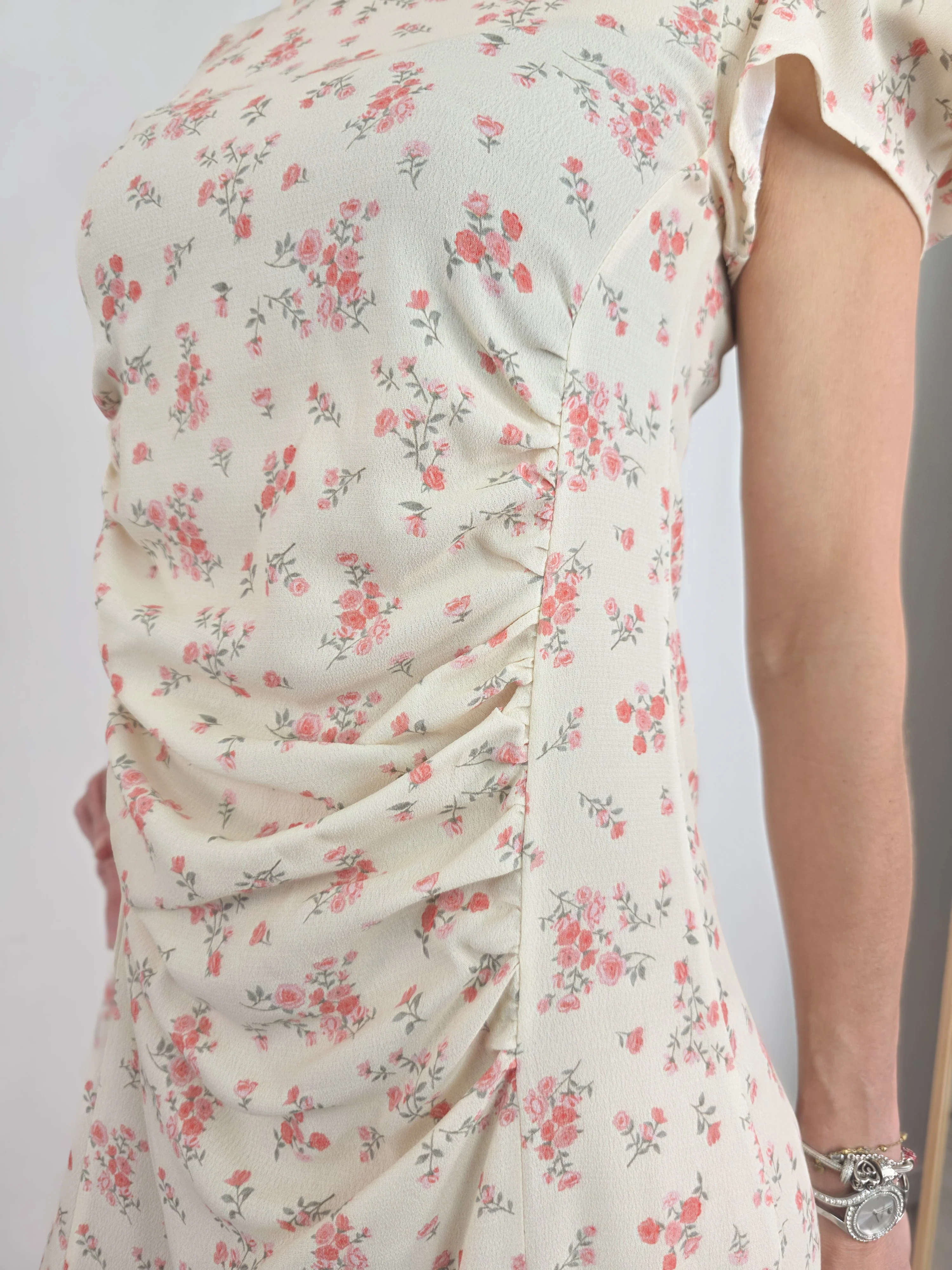 Kontatto - Abito lungo a fiori con manica corta - Burro e Rosa - Image 3