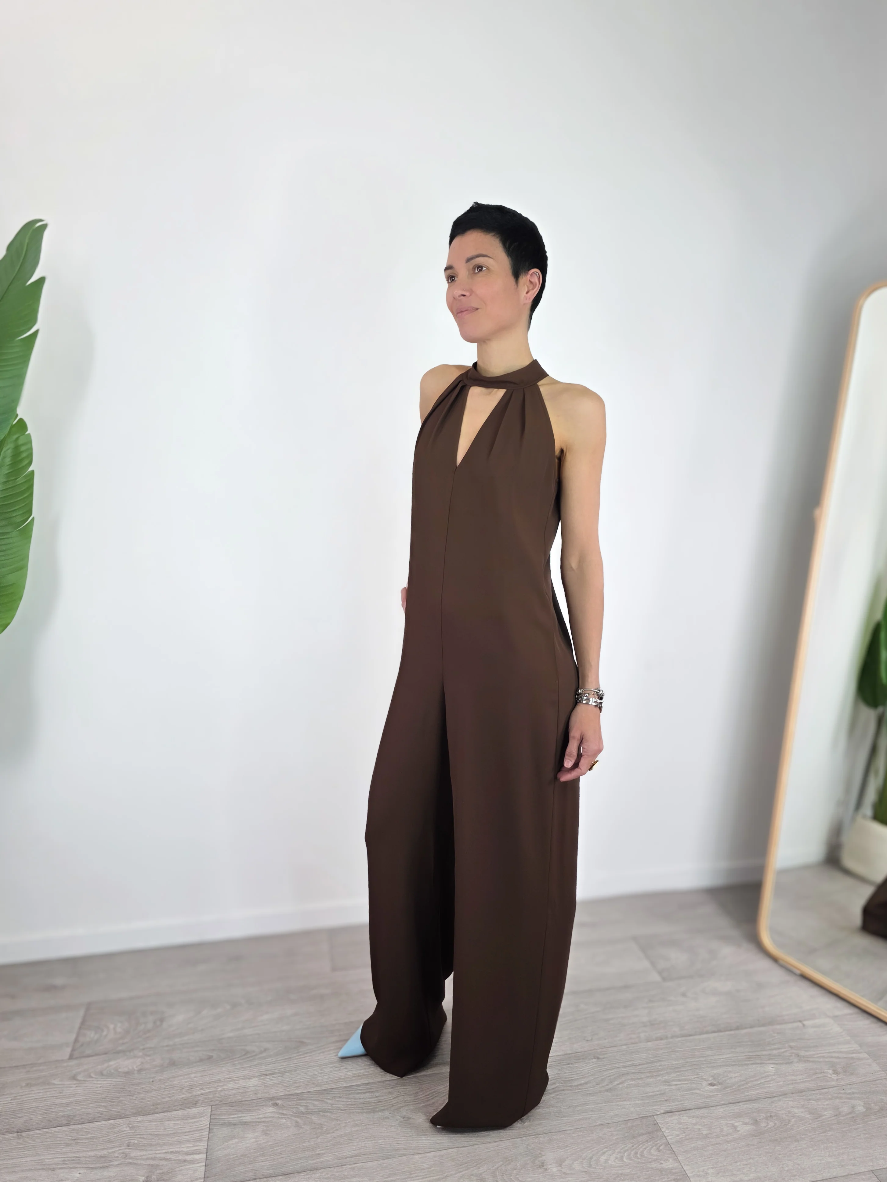 Kontatto - Jumpsuit scollo all'americana - Cacao - Image 3