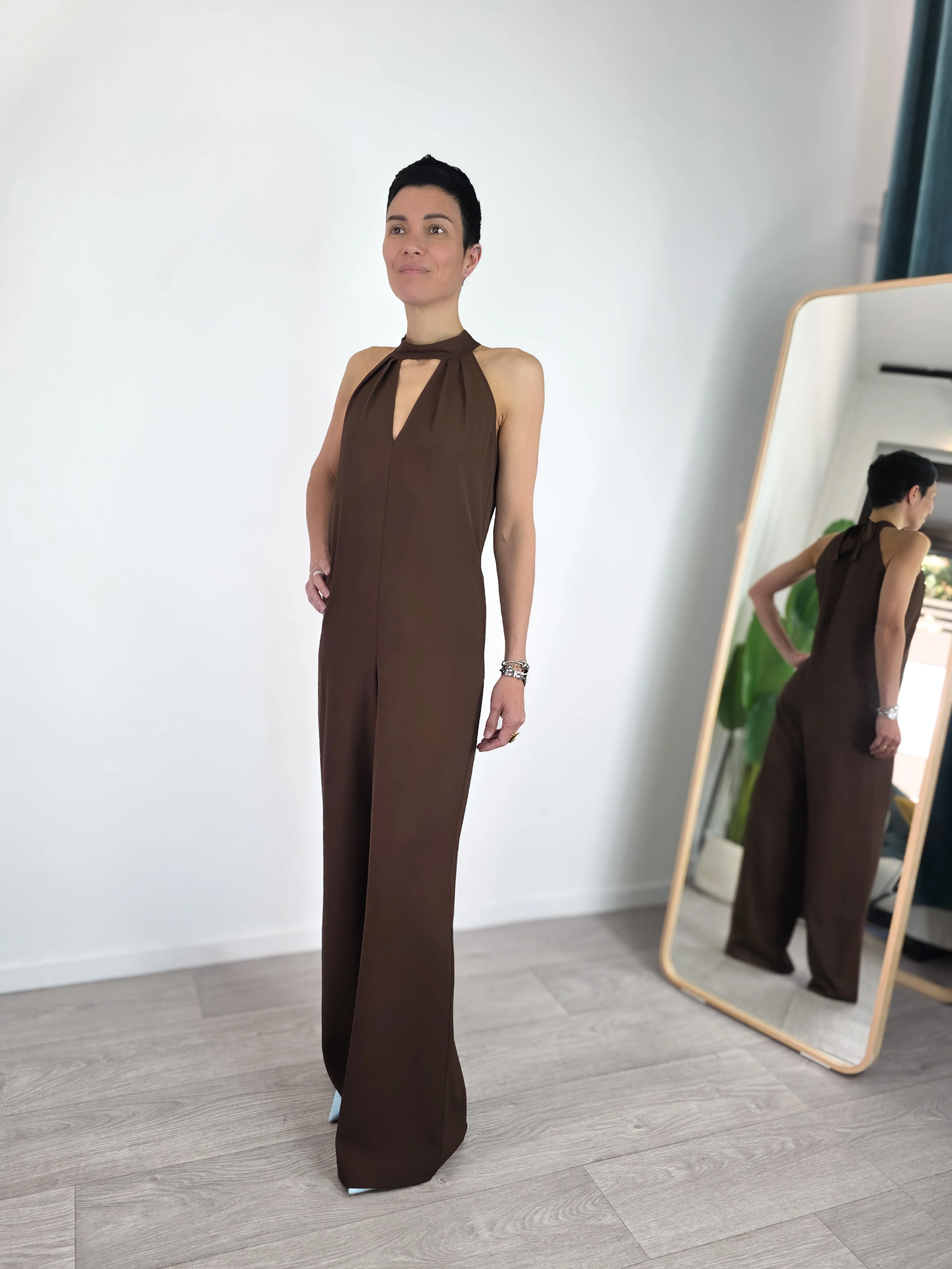 Kontatto - Jumpsuit scollo all'americana - Cacao - Image 4