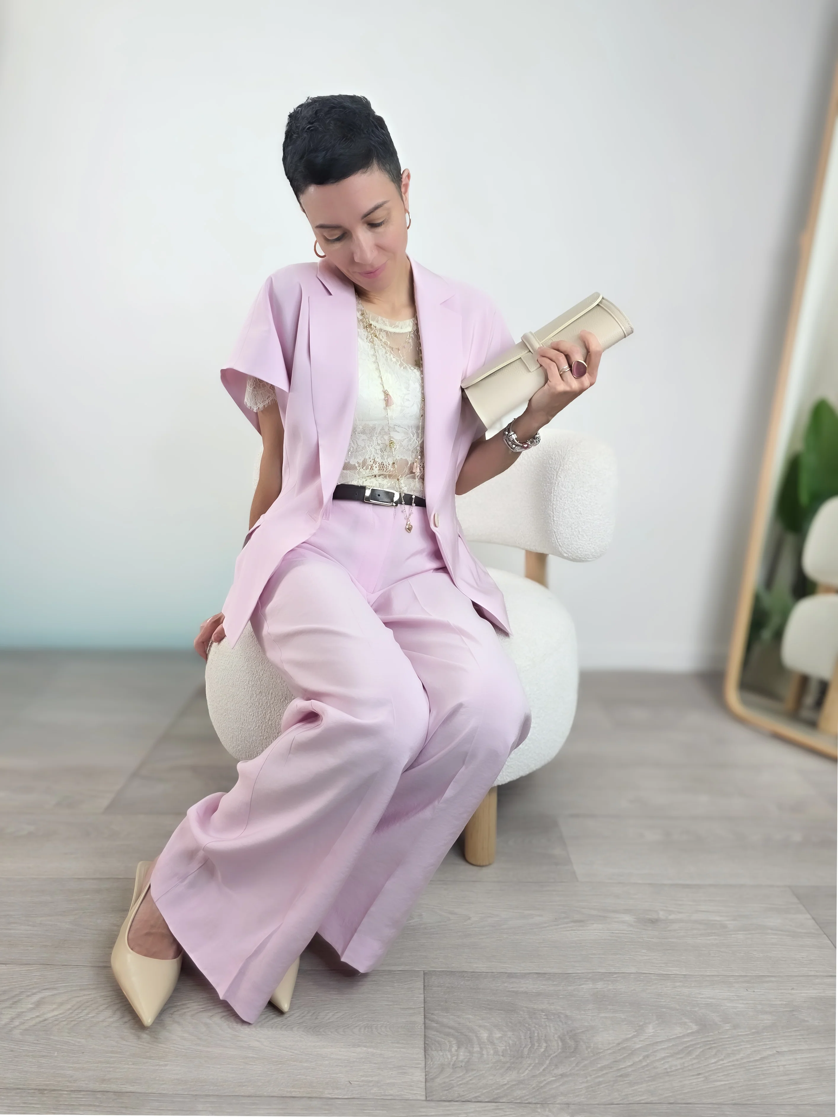 Kontatto - Pantalone a palazzo con cinturina - Rosa