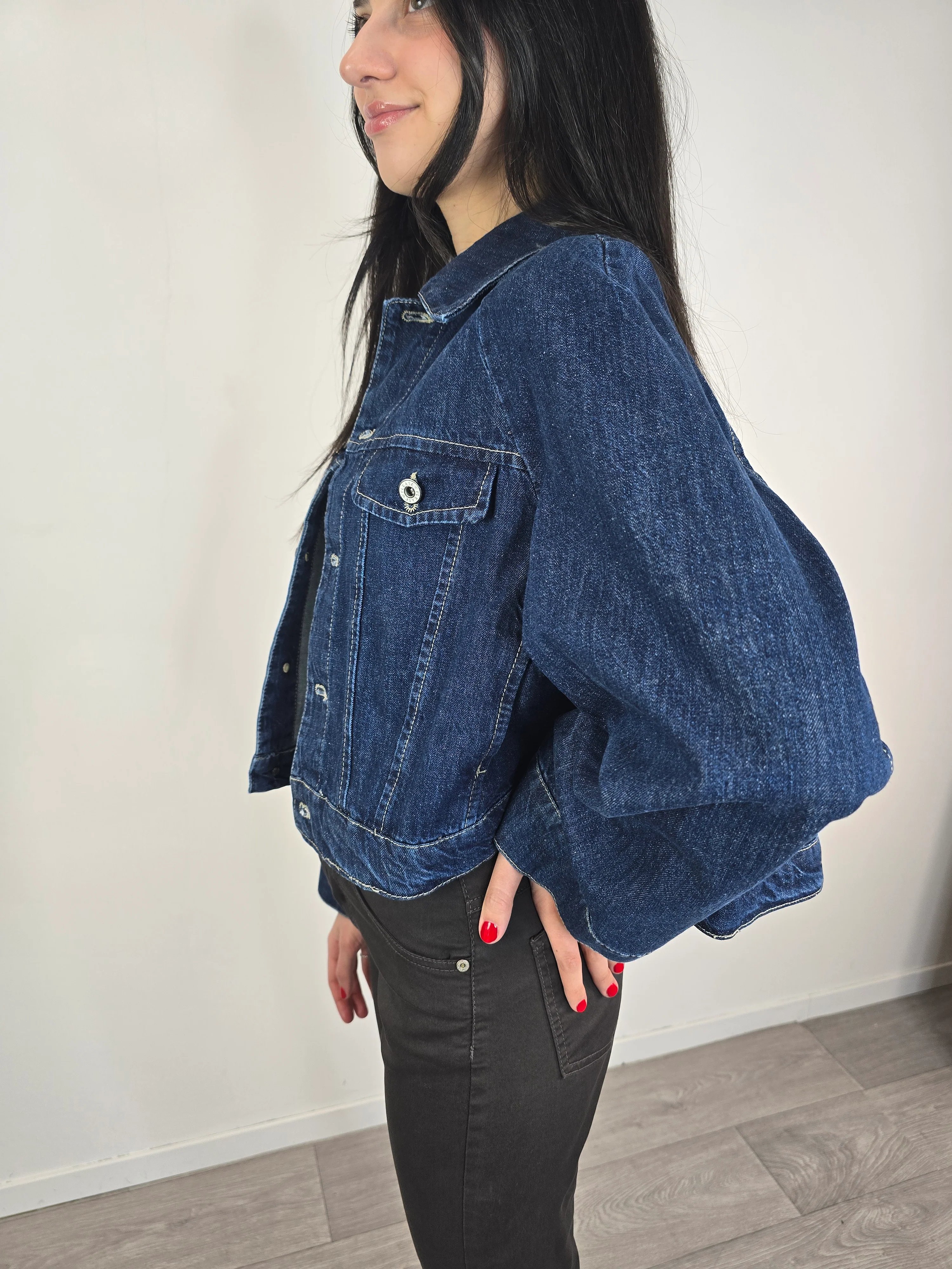 Please- Giubbino di jeans svasato - blu - Image 3