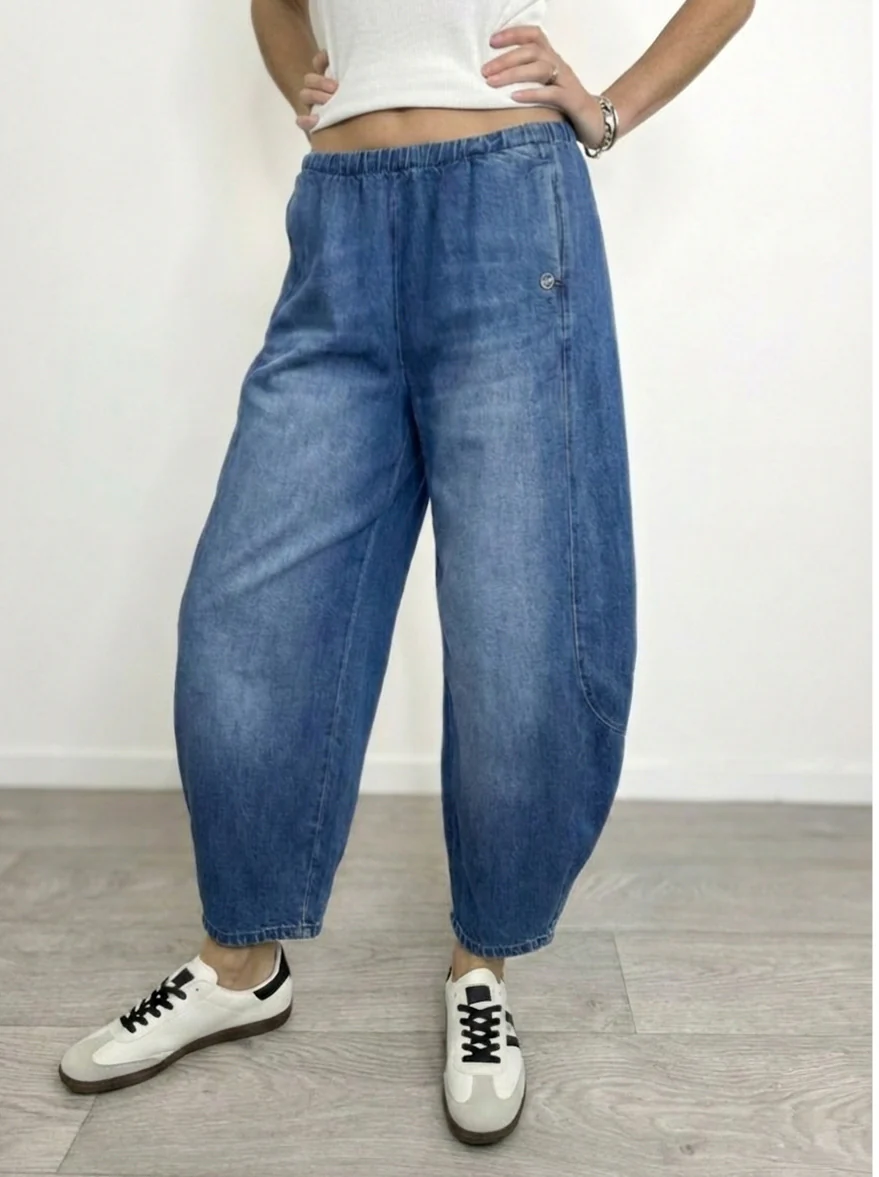 Please - Jeans balloon con elastico - Blu