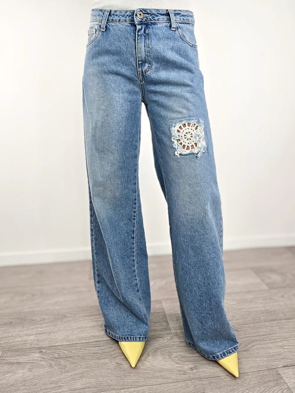 Please - Denim con dettaglio macramè - Azzurro - Image 2