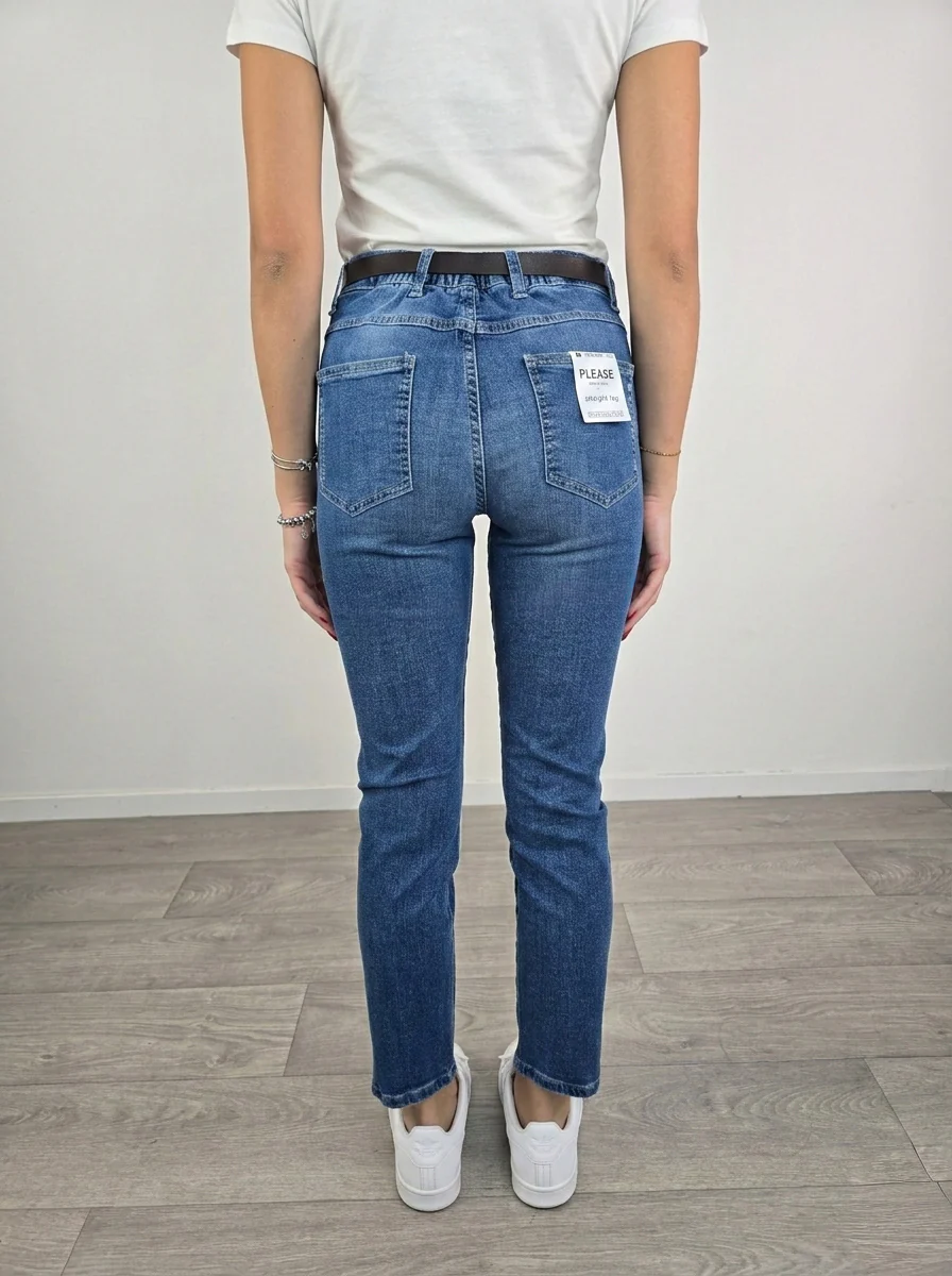 Please - Jeans con elastico e cintura - Blu - Image 3