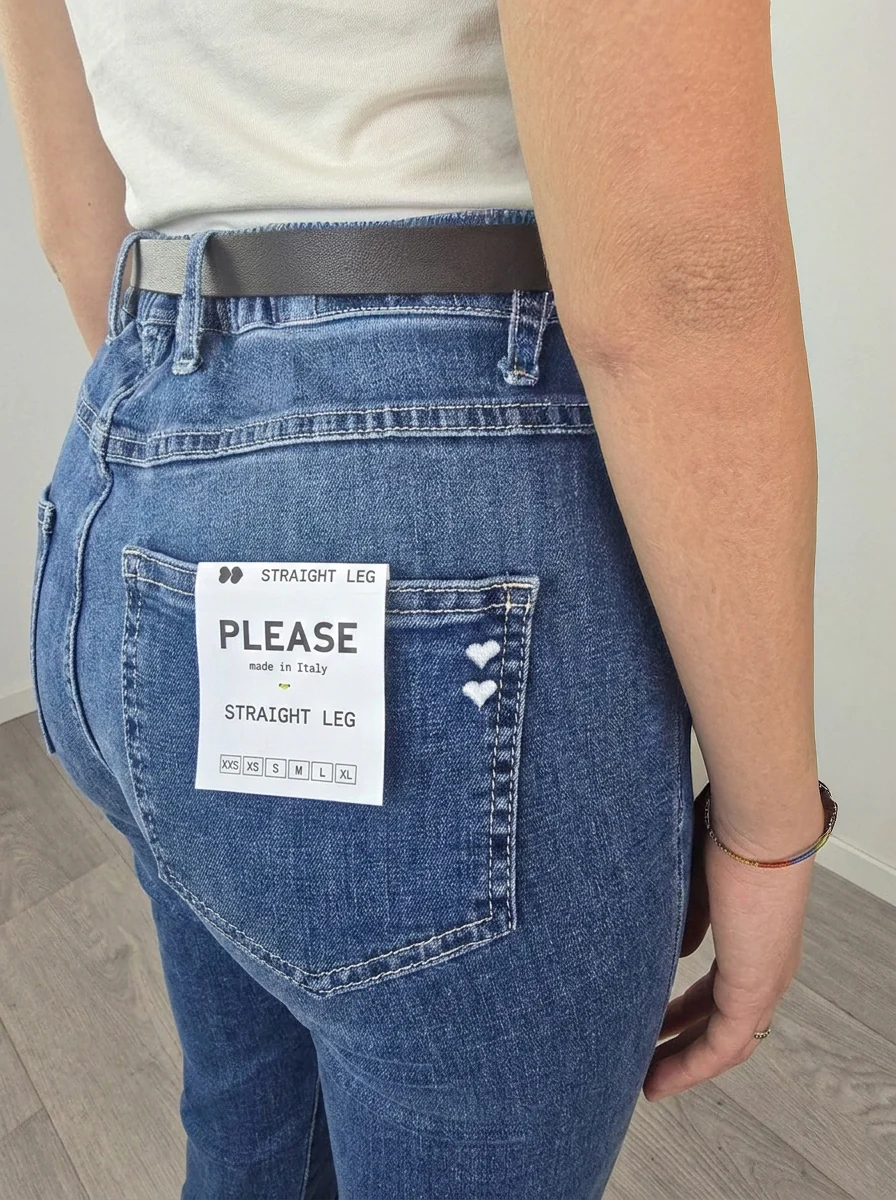 Please - Jeans con elastico e cintura - Blu - Image 4