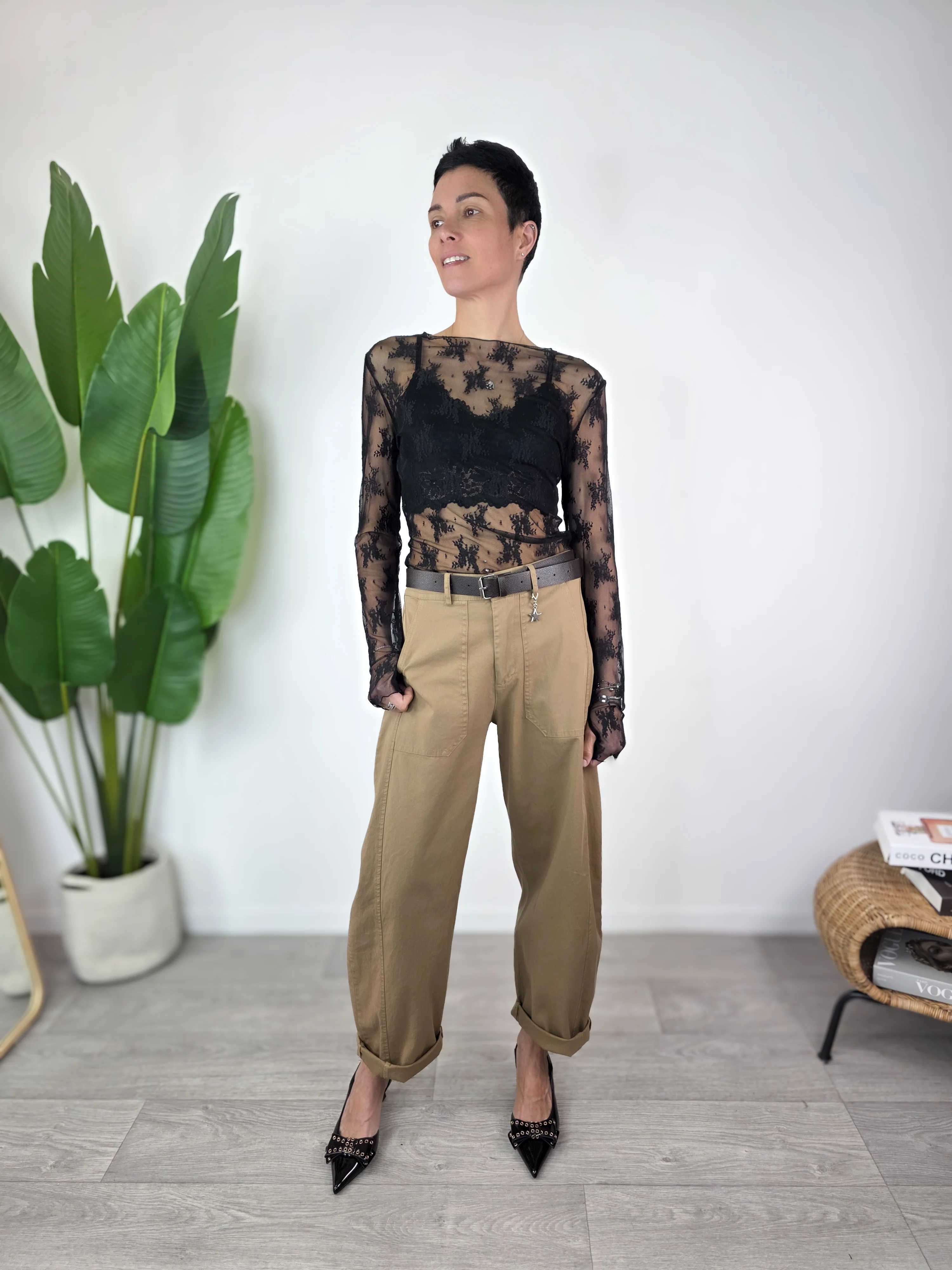 Susy Mix - T-shirt in pizzo manica lunga - Nero - Image 4