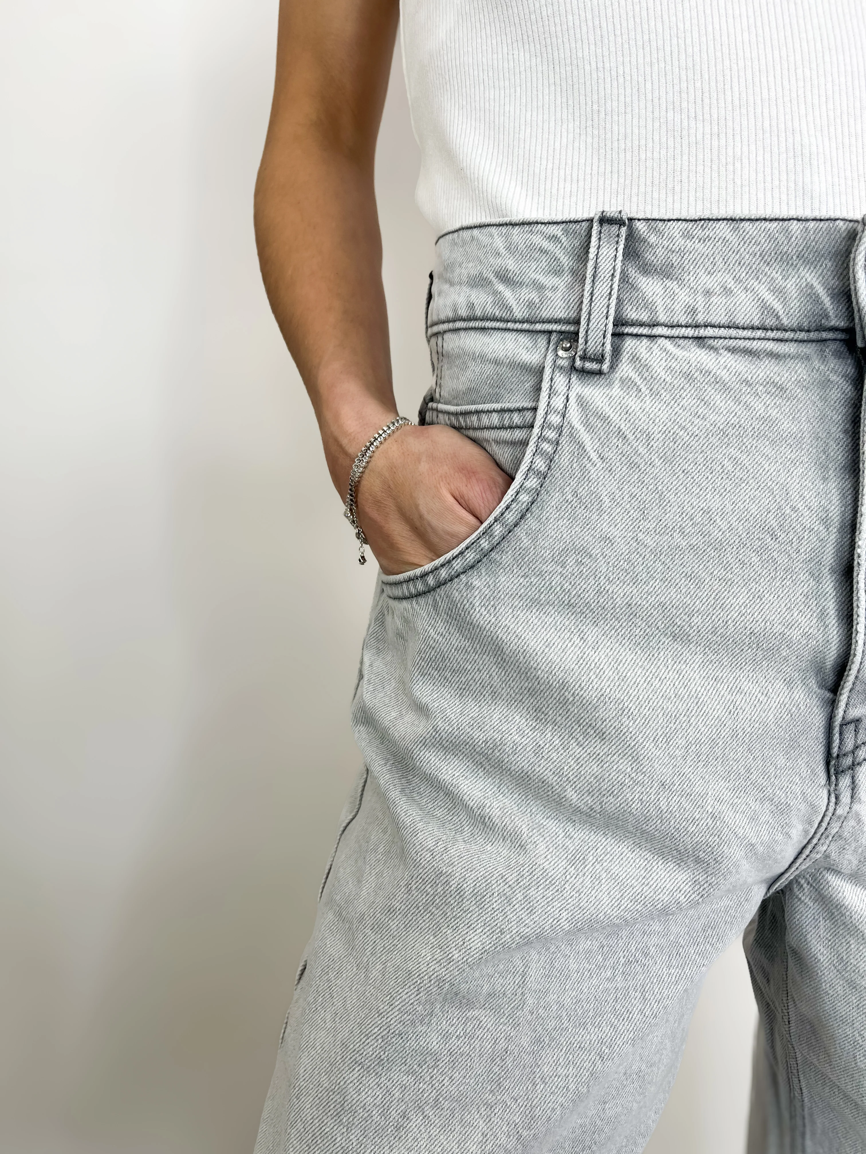 Vicolo - Jeans Mia a palazzo - Grigio chiaro - Image 2